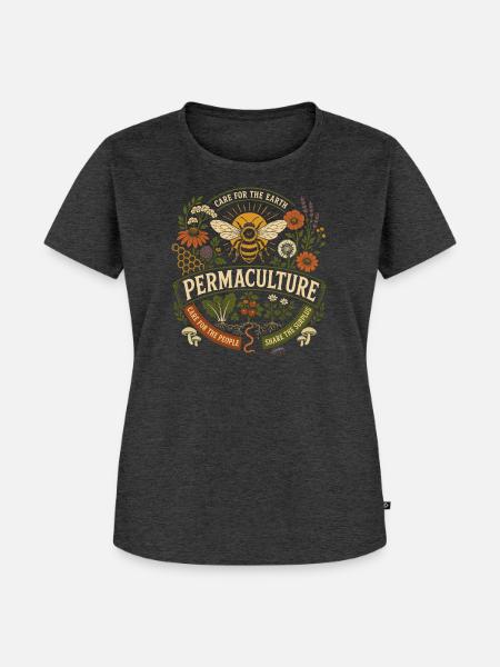 Permakultur-Bestäubergarten - Frauen Premium Bio T-Shirt - Anthrazit meliert