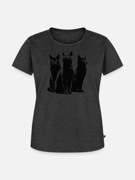 Katzen Halloween - Frauen Premium Bio T-Shirt - Anthrazit meliert