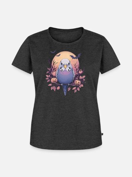 Wellensittich Halloween - Frauen Premium Bio T-Shirt - Anthrazit meliert