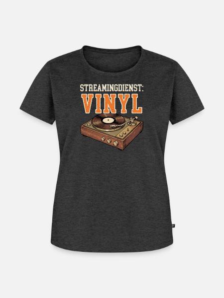 Schallplatten lustig - Streamingdienst: Vinyl - Frauen Premium Bio T-Shirt - Anthrazit meliert