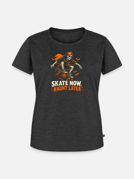 Skate Now Haunt Later - Frauen Premium Bio T-Shirt - Anthrazit meliert