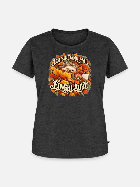 Igel im Laub - Frauen Premium Bio T-Shirt - Anthrazit meliert
