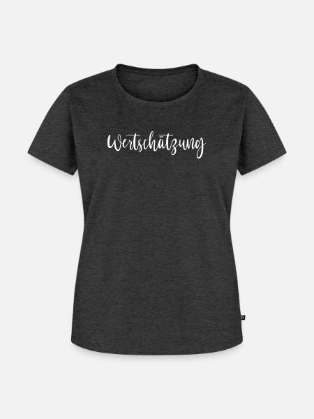 T-Shirt-Wort-Wertschätzung_weiss - Frauen Premium Bio T-Shirt - Anthrazit meliert