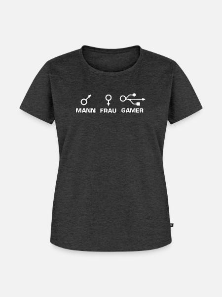 Gamer Geschenkidee Zocker Itler Gaming - Frauen Premium Bio T-Shirt - Anthrazit meliert