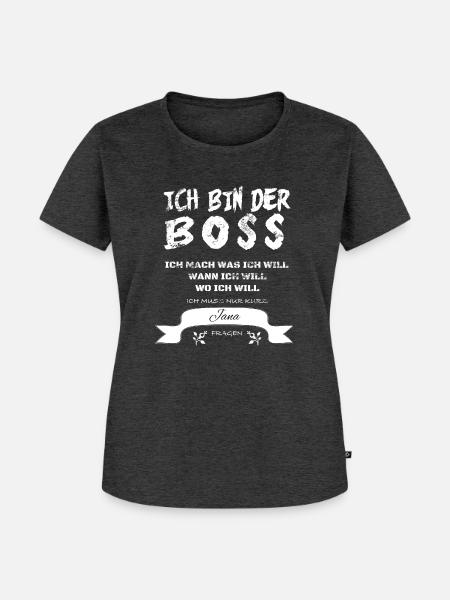 Boss Witziger Spruch Jana - Frauen Premium Bio T-Shirt - Anthrazit meliert