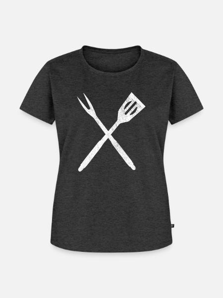 grillbesteck grillen bbq grill - Frauen Premium Bio T-Shirt - Anthrazit meliert