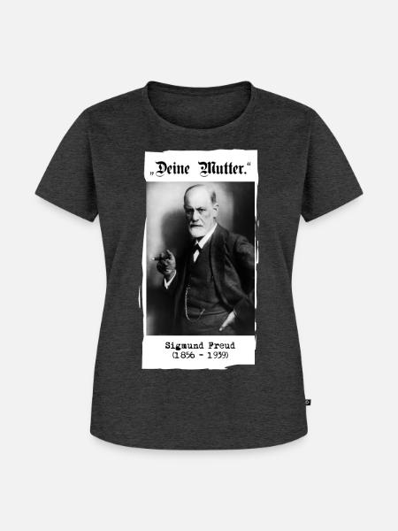 Sigmund Freud - "Deine Mutter." - Frauen Premium Bio T-Shirt - Anthrazit meliert