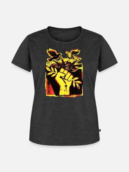 Frieden Peace Pazifisten - Frauen Premium Bio T-Shirt - Anthrazit meliert