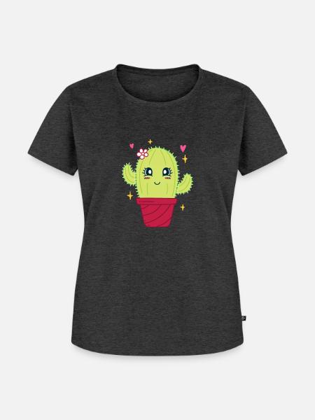 Kaktus - Frauen Premium Bio T-Shirt - Anthrazit meliert