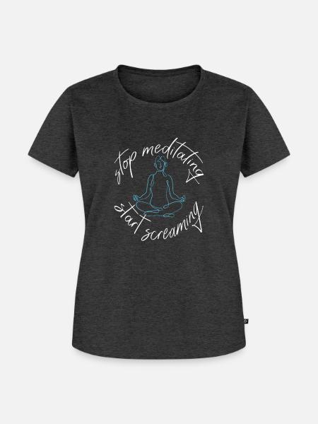 Meditation oder schreien ? - Frauen Premium Bio T-Shirt - Anthrazit meliert