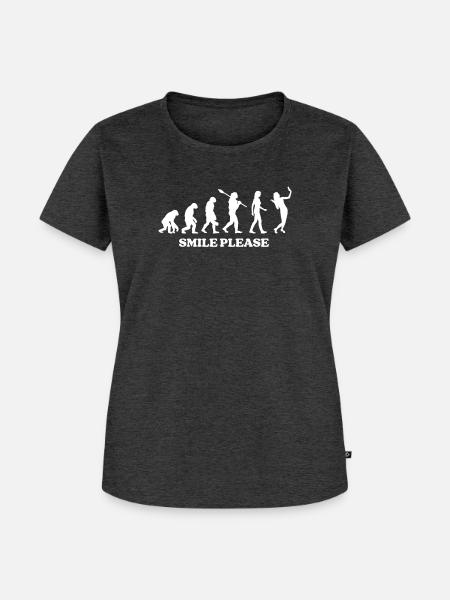 Selfie Evolution - Frauen Premium Bio T-Shirt - Anthrazit meliert