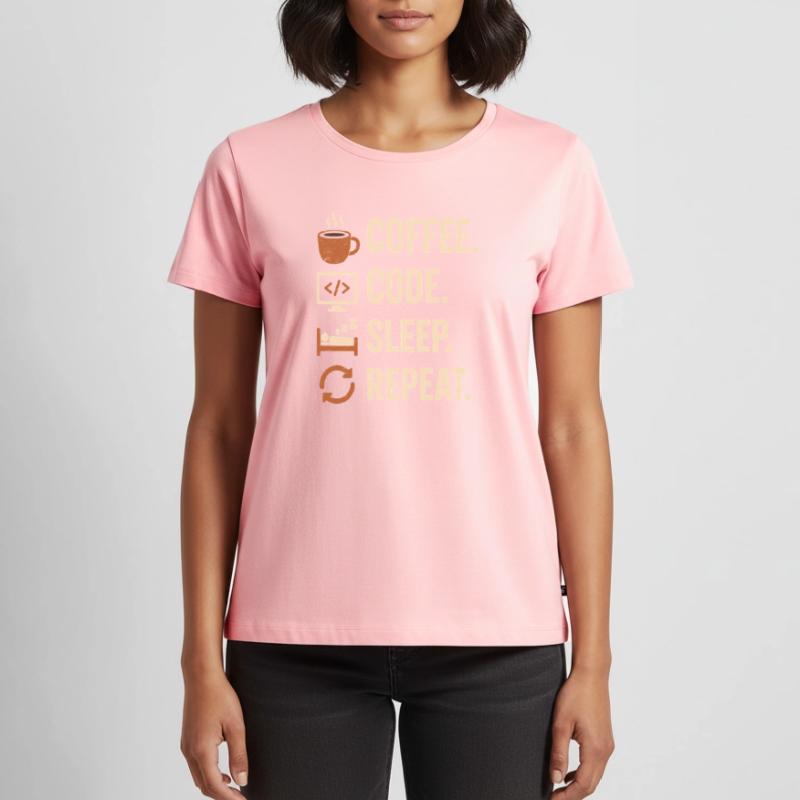 Geek Coder Routine – Coffee, Code, Sleep, More Women's Premium Organic T-shirt