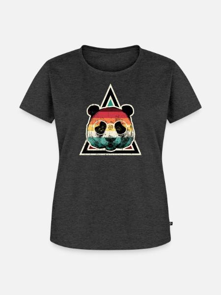 Regenbogenpanda-Prisma - Frauen Premium Bio T-Shirt - Anthrazit meliert