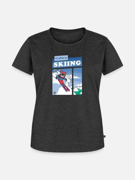 Tuxedo Cat Abfahrtsski-Comic - Frauen Premium Bio T-Shirt - Anthrazit meliert