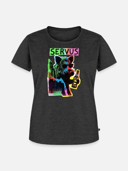 Cooles Alpen Wildschwein - Frauen Premium Bio T-Shirt - Anthrazit meliert