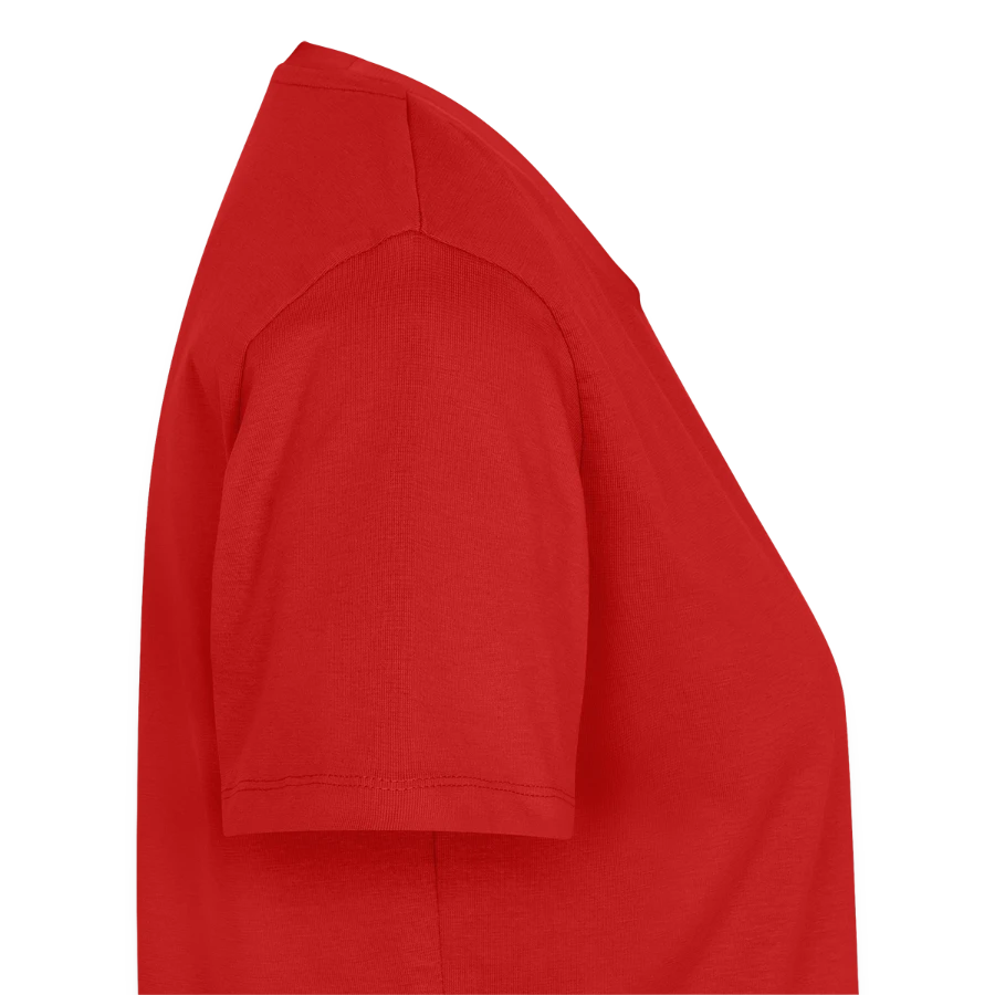 Kraken Island badge on a women's premium organic t-shirt, red, right