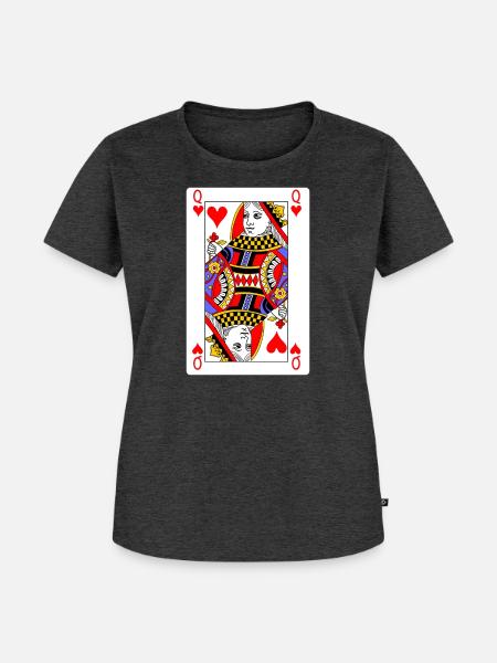 Herz-Dame-Spielkarte - Frauen Premium Bio T-Shirt - Anthrazit meliert