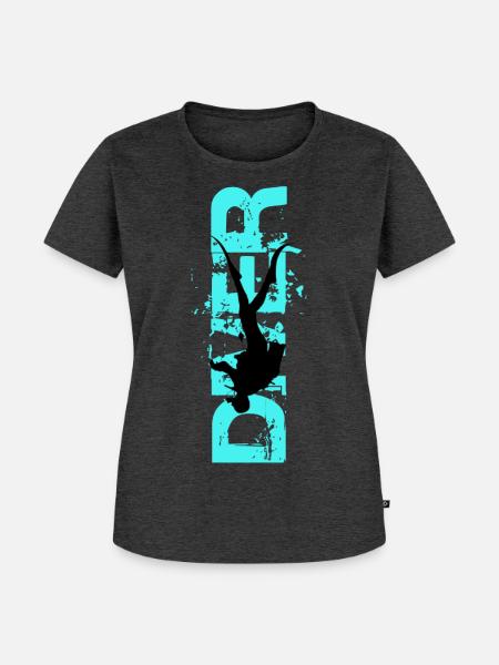 Scuba Diving Diver Silhouette Dive - Frauen Premium Bio T-Shirt - Anthrazit meliert