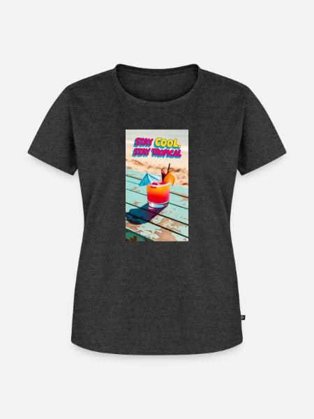 Stay cool Stay tropical - Frauen Premium Bio T-Shirt - Anthrazit meliert