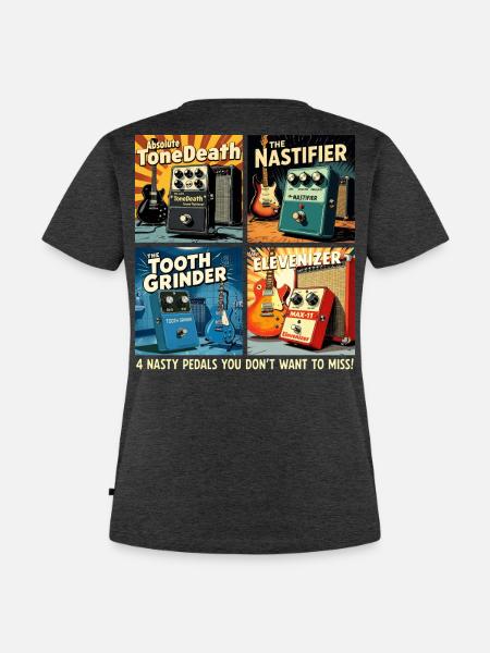 4 imaginäre Distortion-Pedale - Frauen Premium Bio T-Shirt - Anthrazit meliert