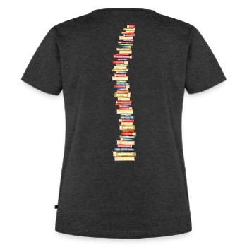 Bücher Wirbelsäule Rückgrat Leseratte Bücherwurm - Frauen Premium Bio T-Shirt - Anthrazit meliert - Hinten - Selfina (174cm)