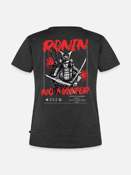 Ronin – No Master Samurai Streetwear - Frauen Premium Bio T-Shirt - Anthrazit meliert