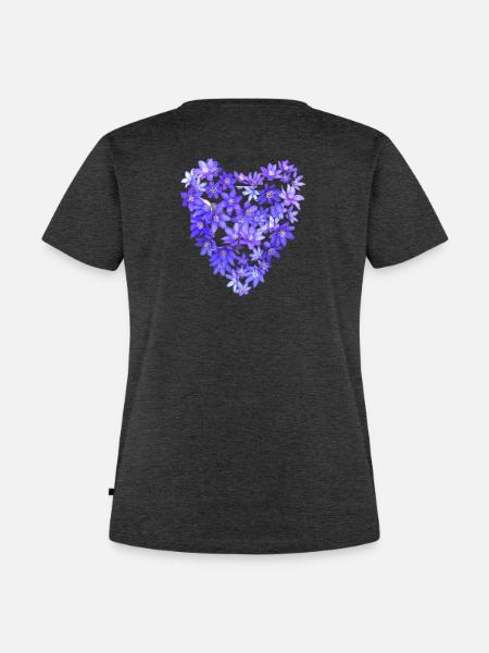 Blaues Veilchenherz - Frauen Premium Bio T-Shirt - Anthrazit meliert