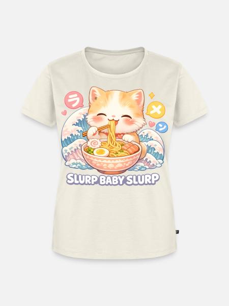 Katzen ramen - Frauen Premium Bio T-Shirt - Naturweiß