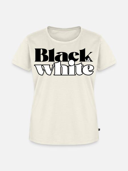 Schwarz-Weiß - Frauen Premium Bio T-Shirt - Naturweiß