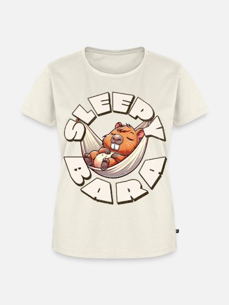 Capybara Sleepy Bara - Frauen Premium Bio T-Shirt - Naturweiß