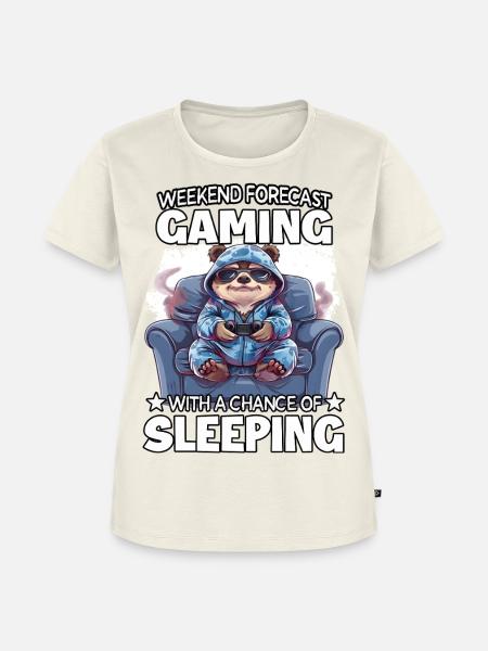 Wochenend Gaming: Schlafwahrscheinlichkeit - Frauen Premium Bio T-Shirt - Naturweiß