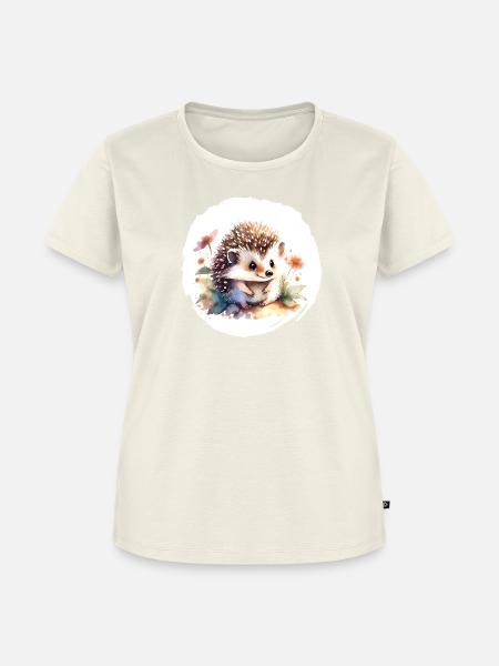 Igel Aquarell - Frauen Premium Bio T-Shirt - Naturweiß