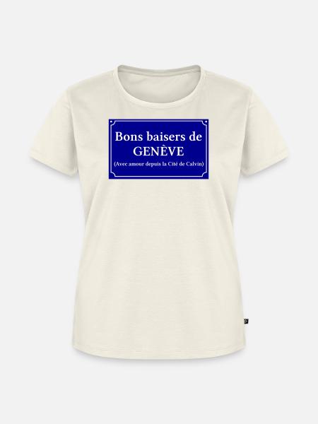 Genfer Strassenschild – Schweizerisches Gedenken - Frauen Premium Bio T-Shirt - Naturweiß
