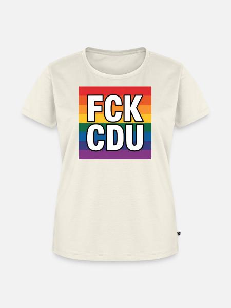 FCK CDU - Anti CDU Meme - Frauen Premium Bio T-Shirt - Naturweiß