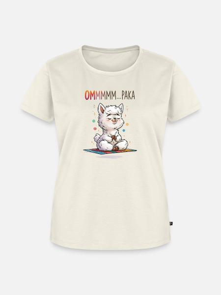 Ommmmm Paka Yoga Alpaka Meditation - Frauen Premium Bio T-Shirt - Naturweiß