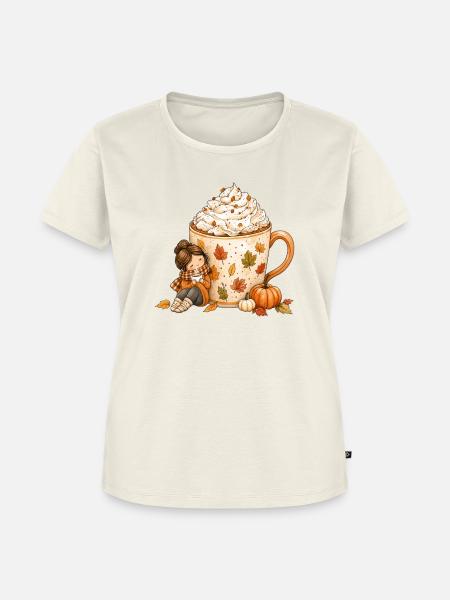 Gemütlicher Herbst Kaffee Zauber - Frauen Premium Bio T-Shirt - Naturweiß