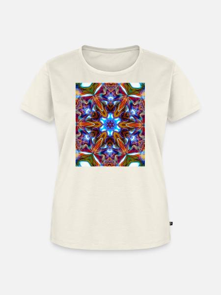 Bunter kaleidoskopische Mandala - Frauen Premium Bio T-Shirt - Naturweiß