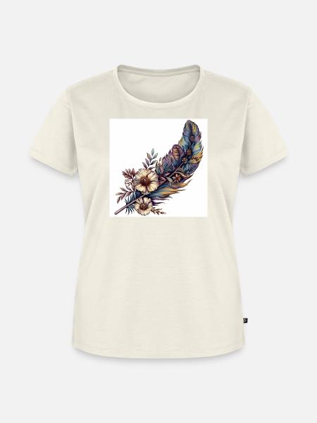 Feder Blumen Schmuck Gras Vogelfeder - Frauen Premium Bio T-Shirt - Naturweiß