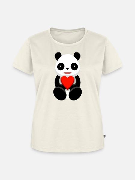 Kawaii Panda Herzliebe - Frauen Premium Bio T-Shirt - Naturweiß