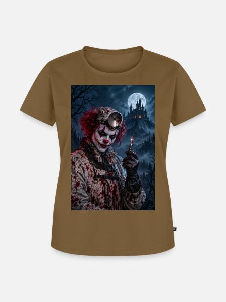 Unheimlicher Clown-Chirurg – Halloween-Horror - Frauen Premium Bio T-Shirt - Nussbraun
