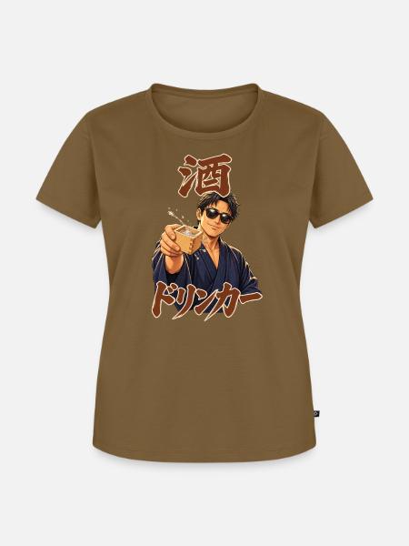 Sake Drinker - Frauen Premium Bio T-Shirt - Nussbraun
