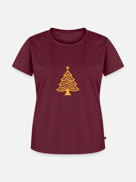 Gelber Weihnachtsbaum Christbaum oder Tannenbaum - Frauen Premium Bio T-Shirt - Burgunderrot