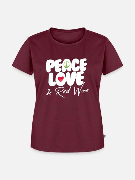 FRIEDEN, LIEBE & ROTWEIN - Frauen Premium Bio T-Shirt - Burgunderrot