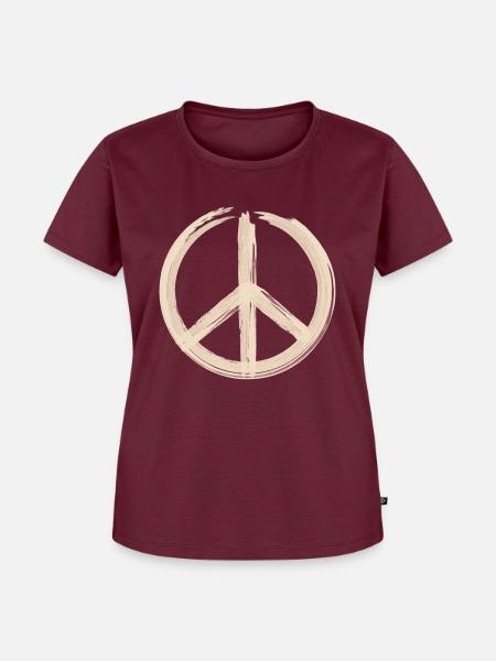 Peace Zeichen - Frieden Zeichen - Logo - Frauen Premium Bio T-Shirt - Burgunderrot