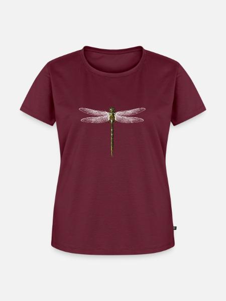 Libelle - Frauen Premium Bio T-Shirt - Burgunderrot