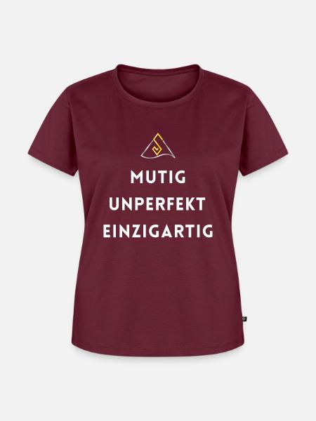 KATMA - MUTIG UNPERFEKT EINZIGARTIG - Frauen Premium Bio T-Shirt - Burgunderrot