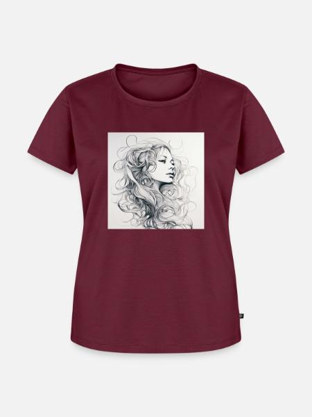 One Line Woman - Frauen Premium Bio T-Shirt - Burgunderrot