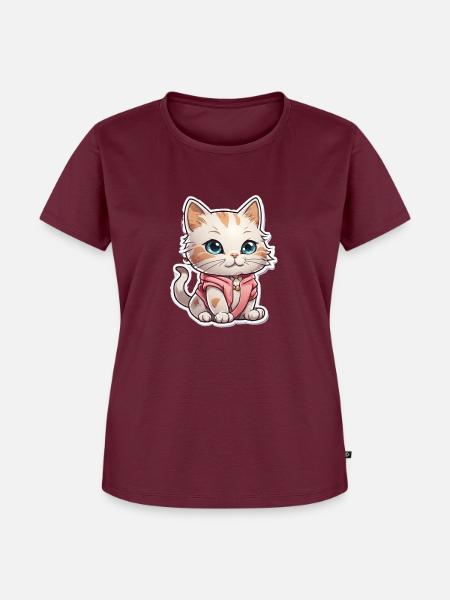 Kawaii Katzen - Frauen Premium Bio T-Shirt - Burgunderrot