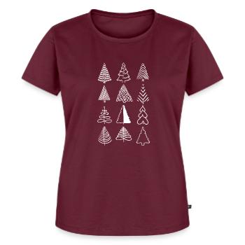 Christmas Trees - Ekologiczna damska koszulka Premium - czerwień burgundzka - Przód - Selfina (174cm)