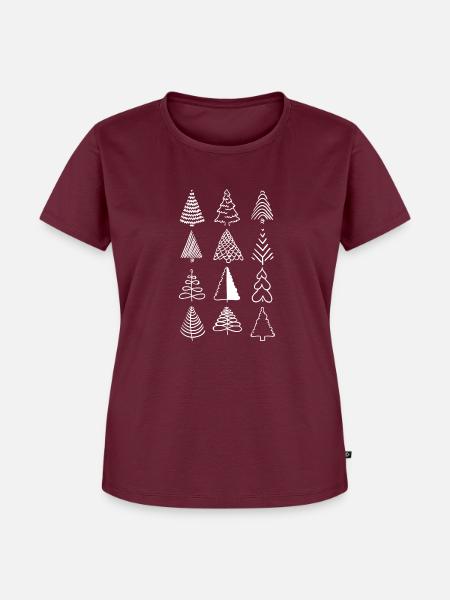 Weihnachtsbäume - Frauen Premium Bio T-Shirt - Burgunderrot